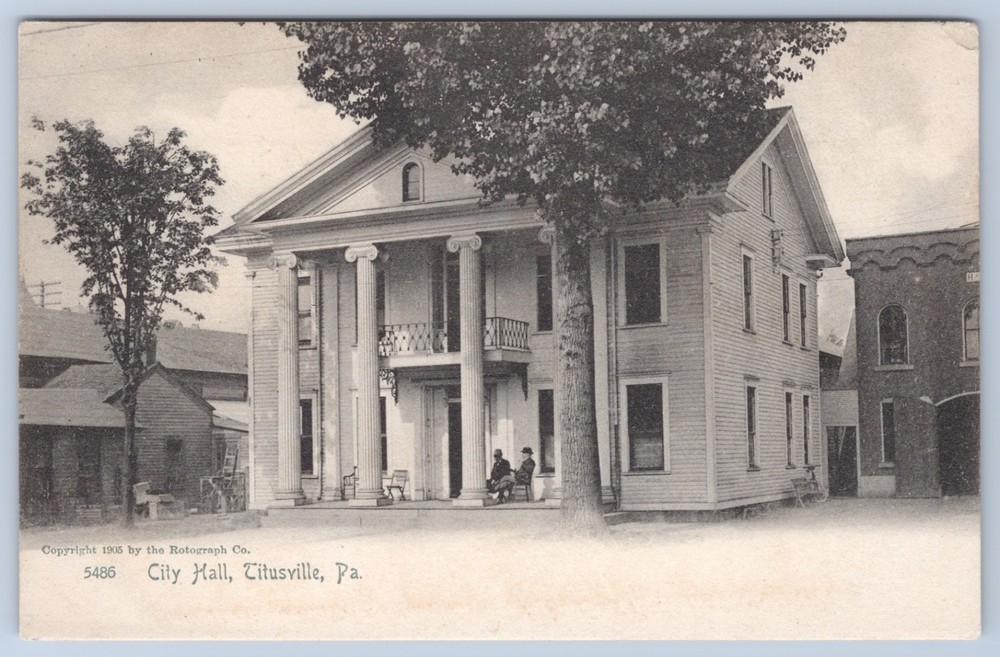 Pennsylvania Titusville City Hall 1905 Crawford County Rotograph Postcard