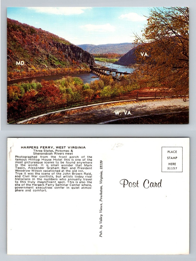 Harpers Ferry, WV-West Virginia Three States Potomac Shenandoah Vintage Postcard