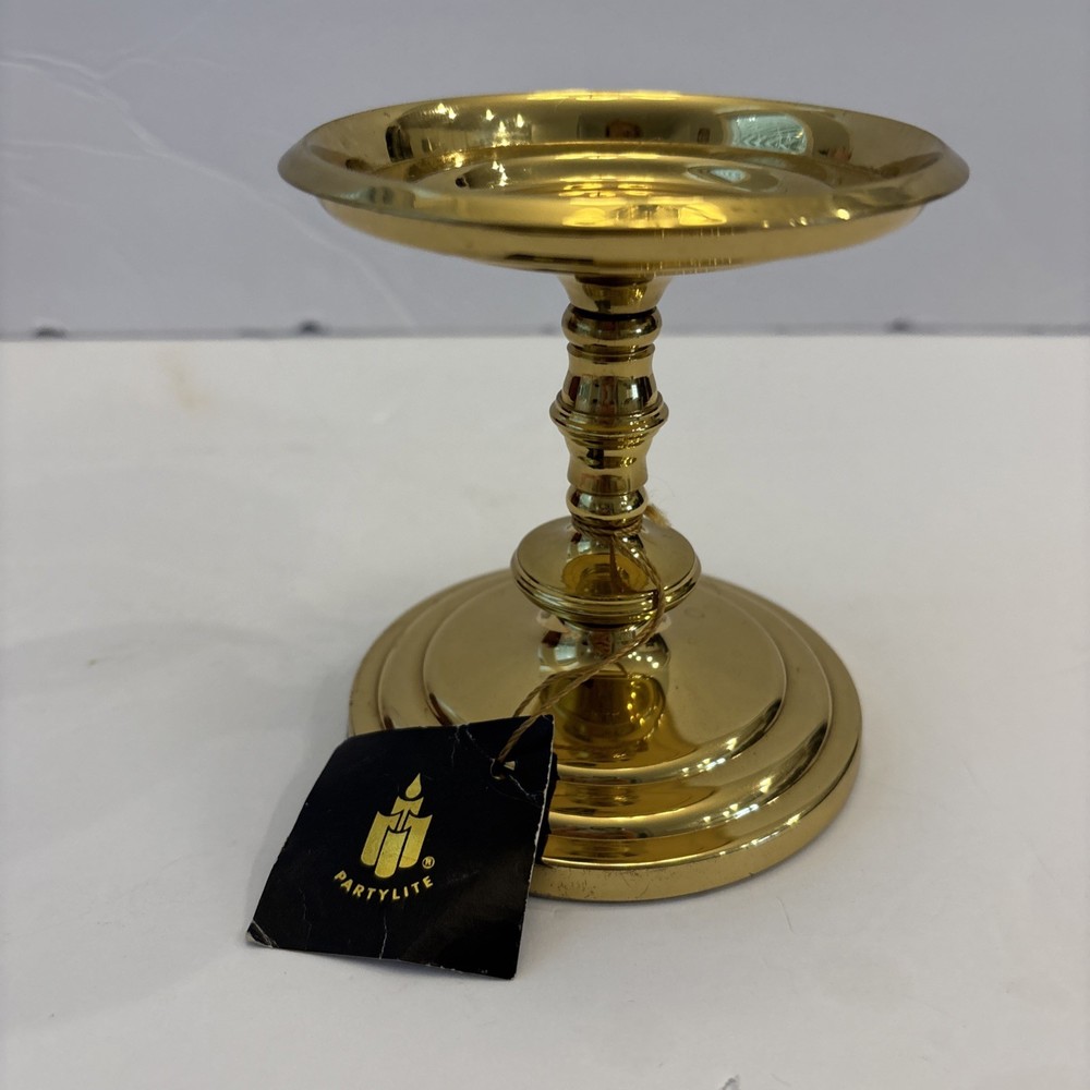Vintage PartyLite Brass Pillar Candle Holder 3 ¾” X 3 ½”