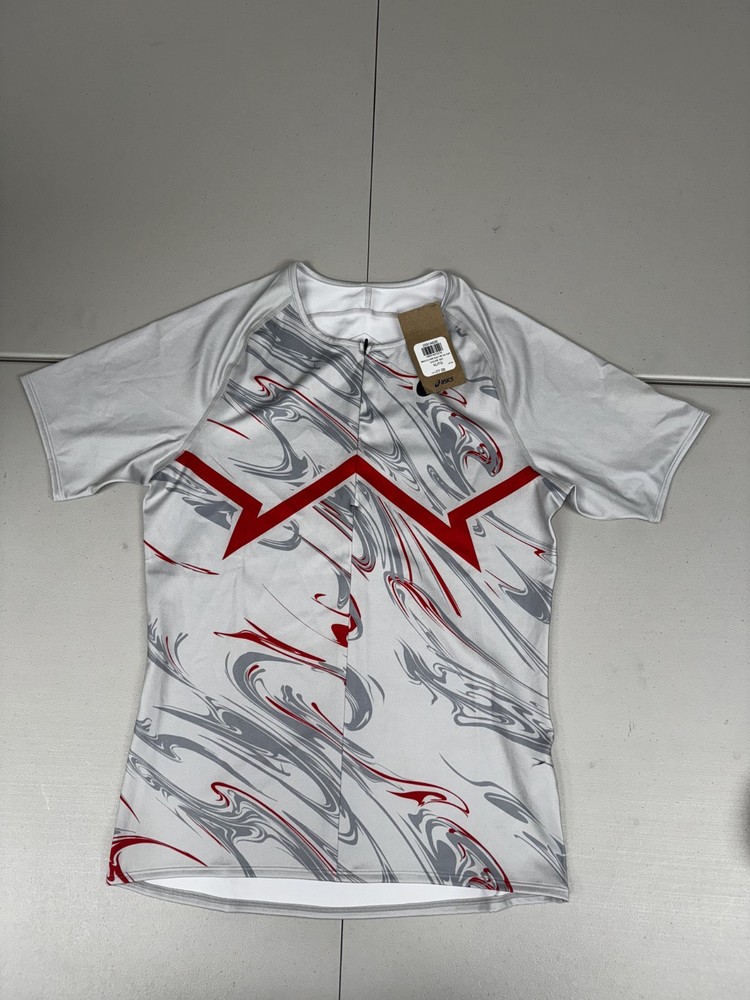 Asics CJ-Line Light Running Half Zip Top Grey Red White Size XL $77 2091A628 NWT