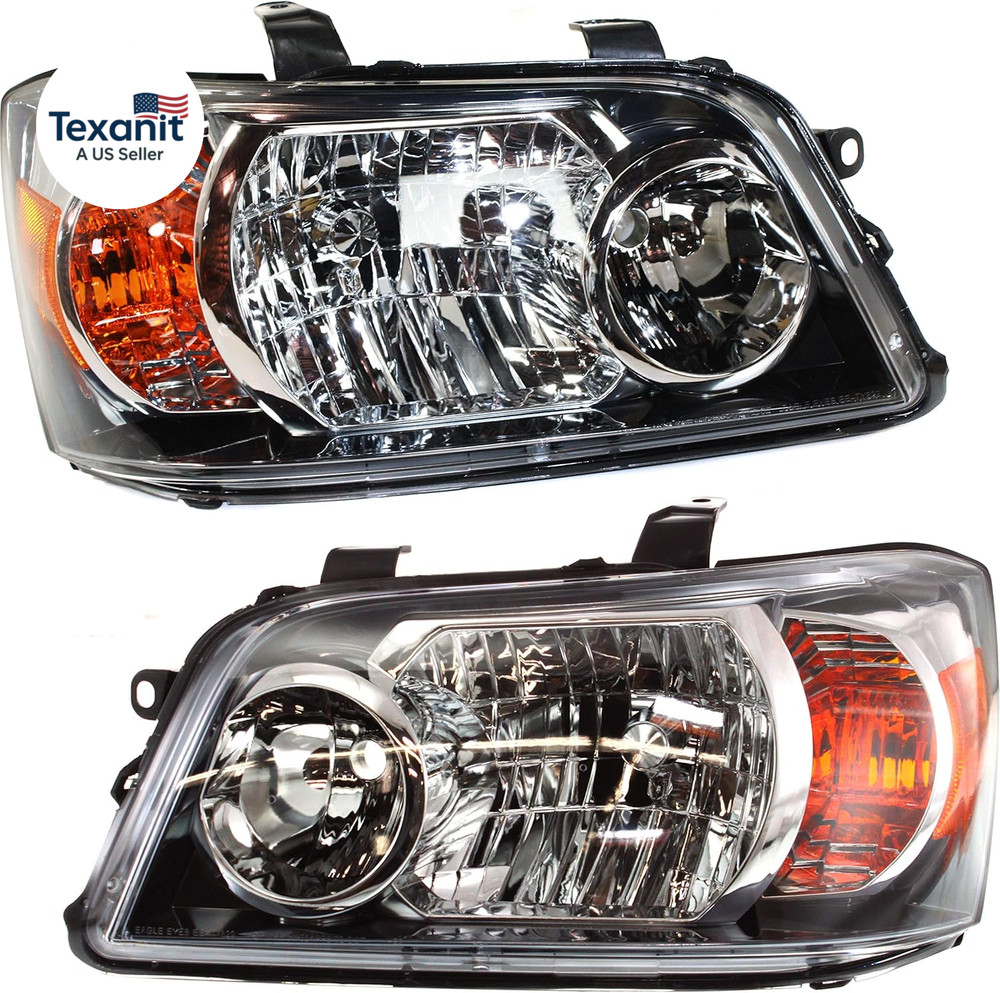 Headlight Assembly Pair for Toyota Highlander 2004-2006, Halogen, Headlights Ass