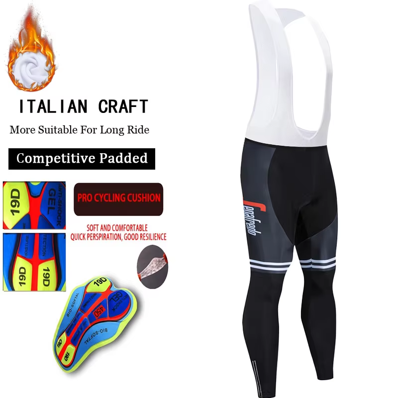 Men Cycling Pants Winter Thermal Fleece Bicycle Long Pants 5 Hours 19D Paded MTB