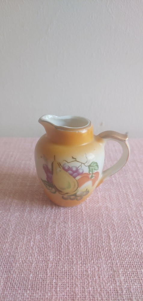 Vintage Enesco Small/Mini Pitcher yellow/gold fruit porcelain Japan decorative