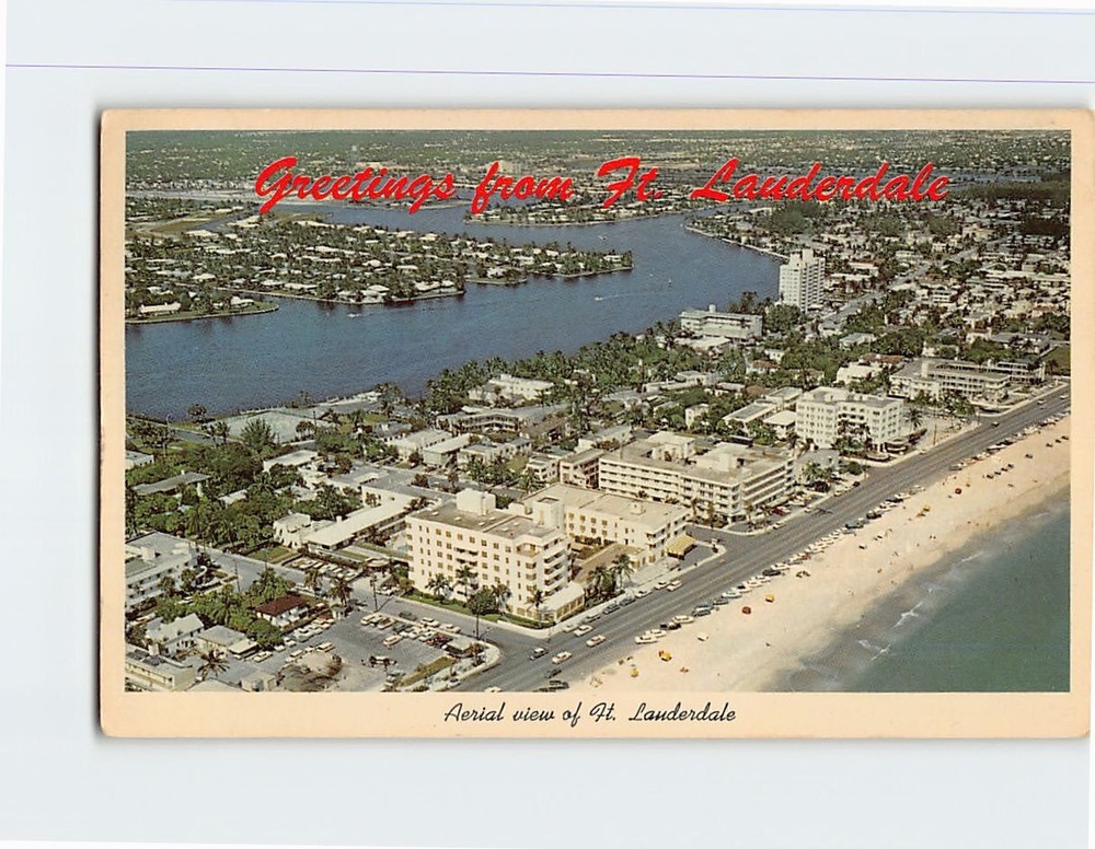 Postcard Aerial View Greetings from Fort Lauderdale Florida USA