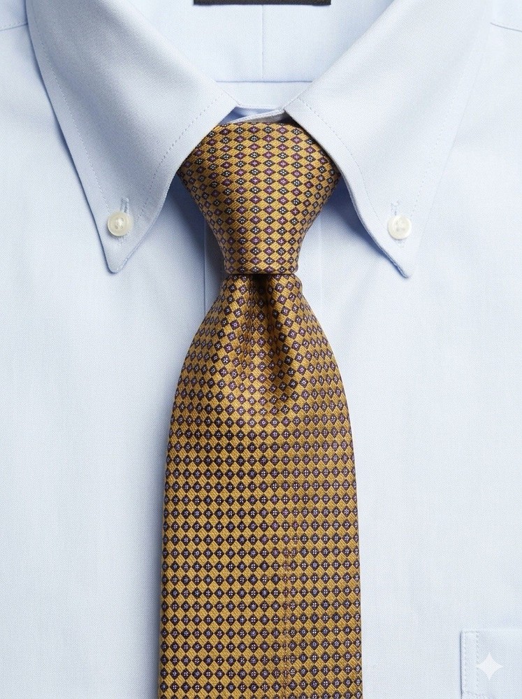 Jos. A. Bank Signature Collection Gold Blue Geometric 90s Y2K Silk Tie Handmade