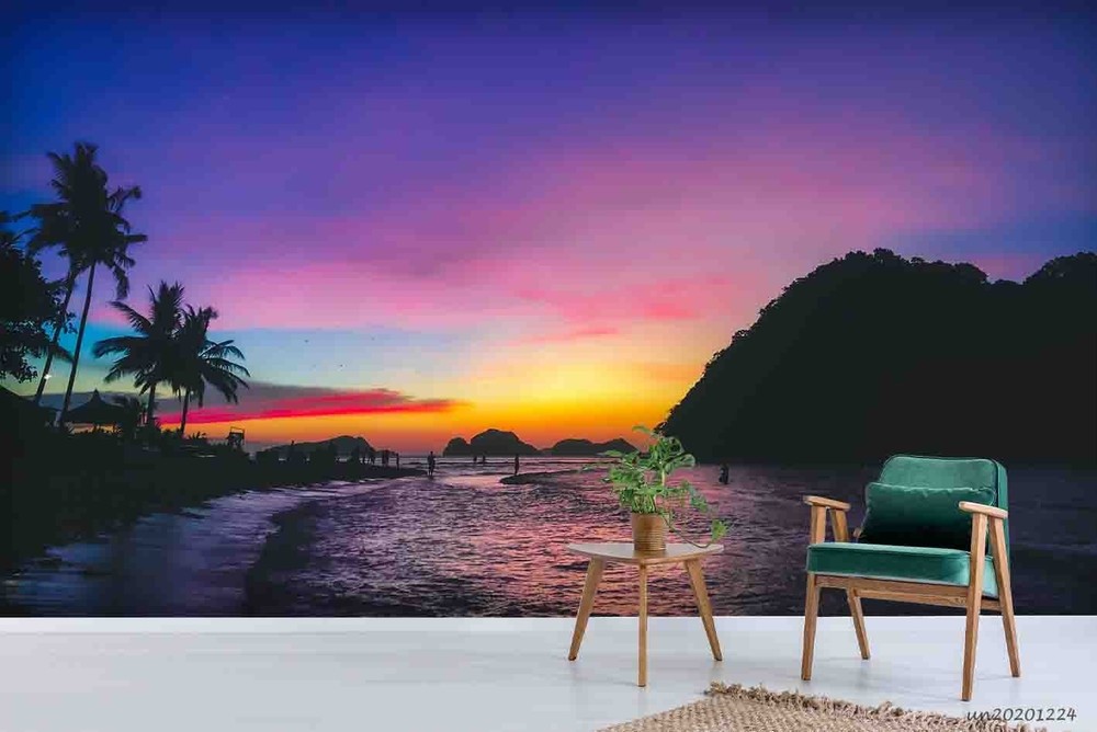 3D Tropical The Sea Sunset Landscape Wall Murals Wallpaper Murals Wall Sticker