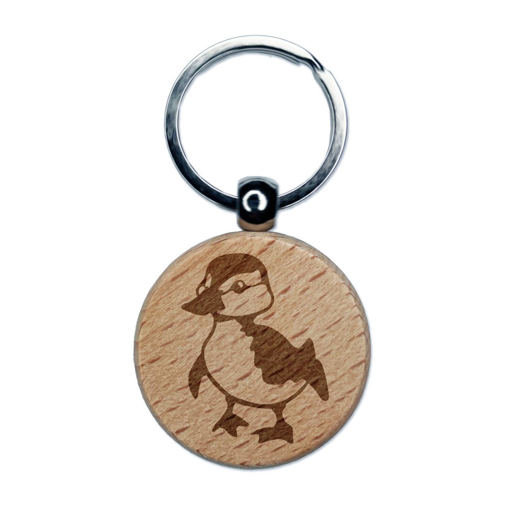 Adorable Baby Duckling Engraved Wooden Keychain Charm  