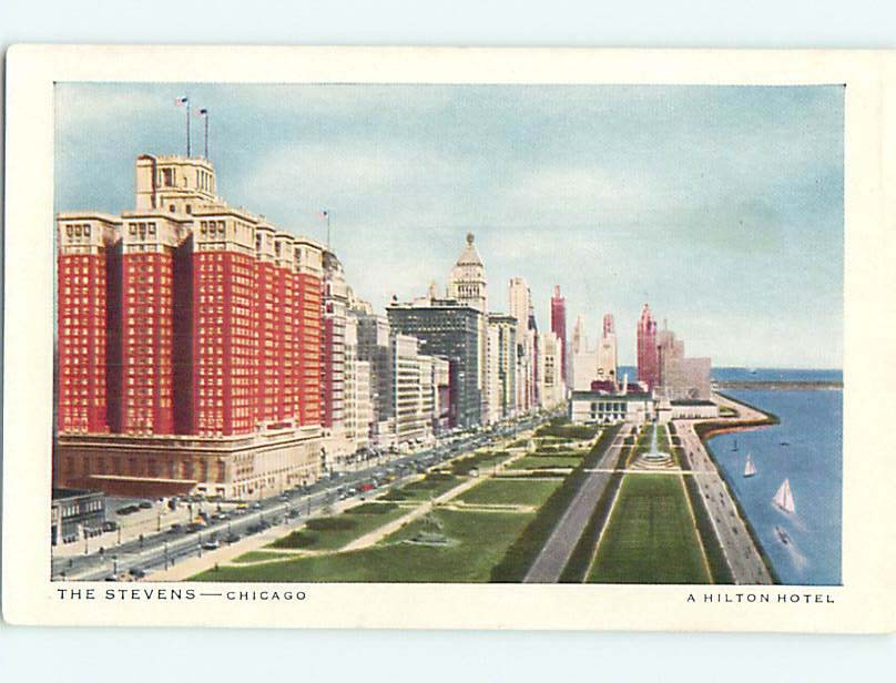 Unused 1950's STEVENS HOTEL Chicago Illinois IL q6522@