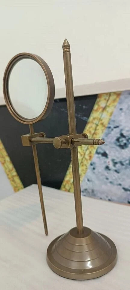 Solid Brass Magnifying Glass Vintage Adjustable Stand Magnifier Gift Handmade