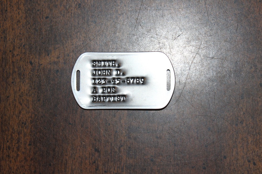 Real Debossed Slotted Military Dog Tag Made 4 You for Bracelet or Collar