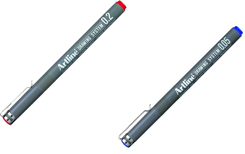 Artline Drawing System Acid Free Pens Blue or Red in Various Tip Sizes-image