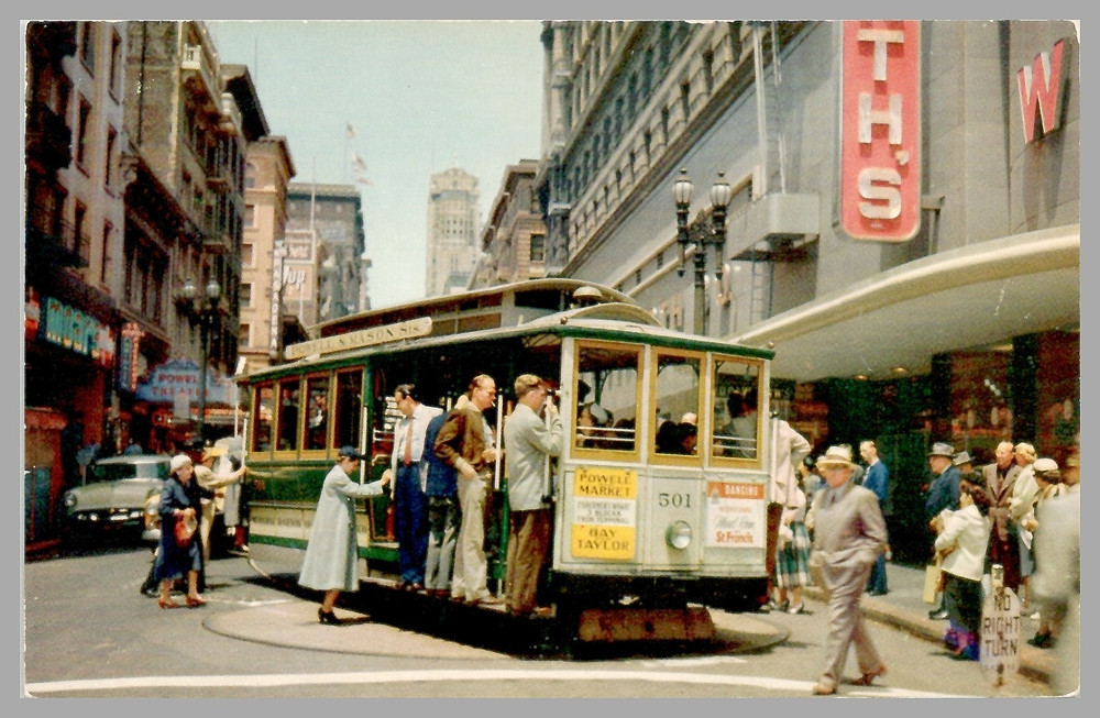Cable Car On Turntable San Francisco California Street Scene c1950 Postcard