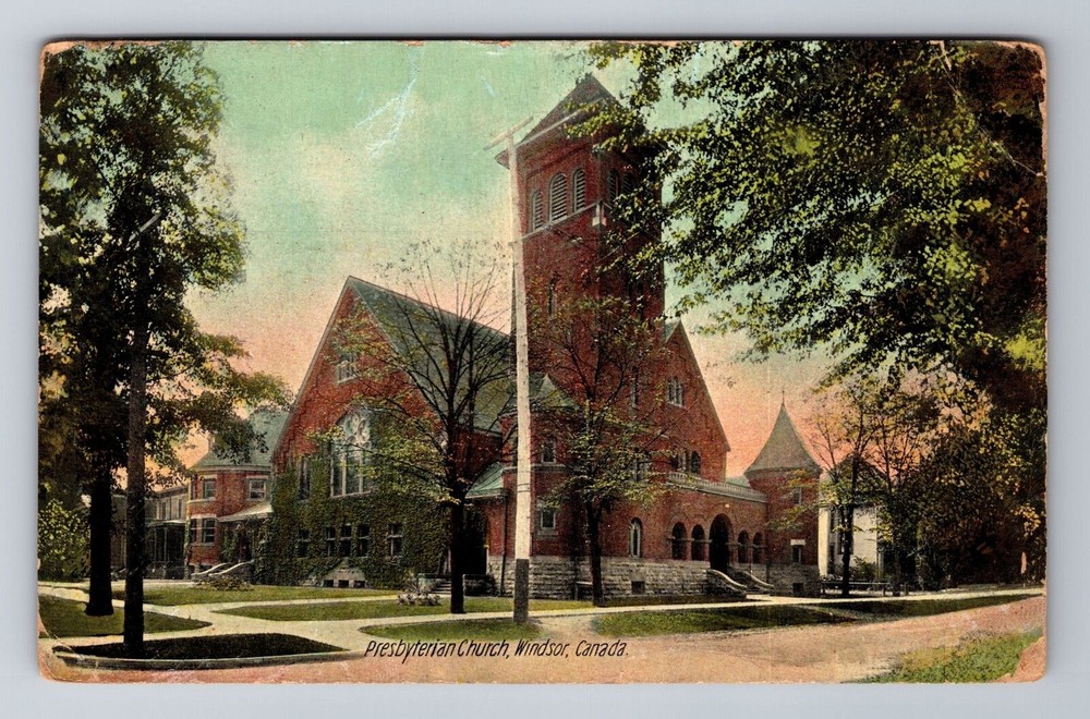 Windsor-Ontario, Presbyterian Church, Antique Vintage Souvenir Postcard