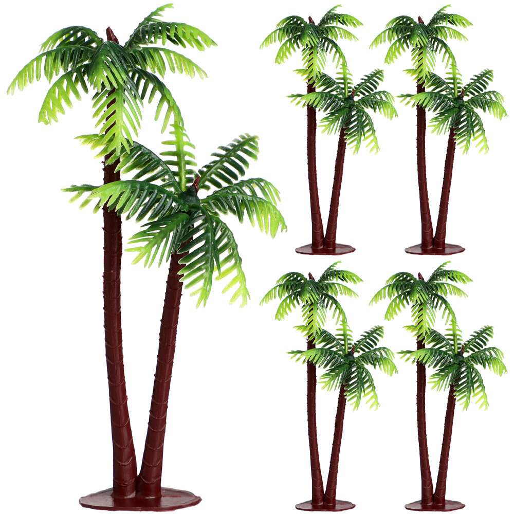 5 Pcs Small Palm Tree Decor Miniature Fish Tank Accessories