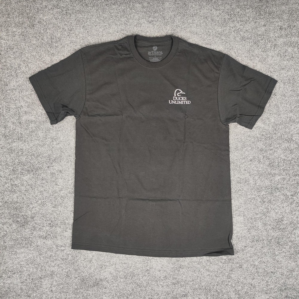 Ducks Unlimited Shirt Mens Large Gray Hunting Dog Back Graphic Tee Artisans