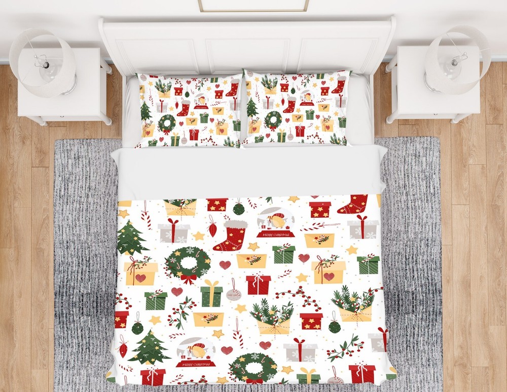 3D Christmas Xmas A1256 Bed Pillowcases Quilt Duvet Cover Set Queen King Amy