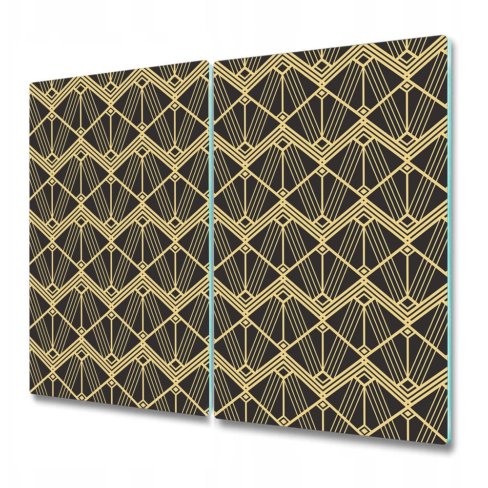 Glass Kitchen Chopping Board Abstract deco modern tiles golden and black photo