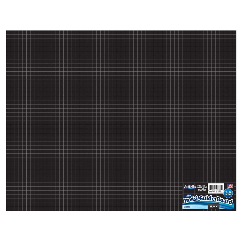 Invisi-Guide Gridline Projects Foam Display Board, 22x28, Black