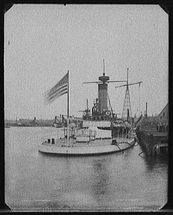 USS Miantonomoh,monitor,turret ships,piers,wharves,Detroit Publishing Co,1891