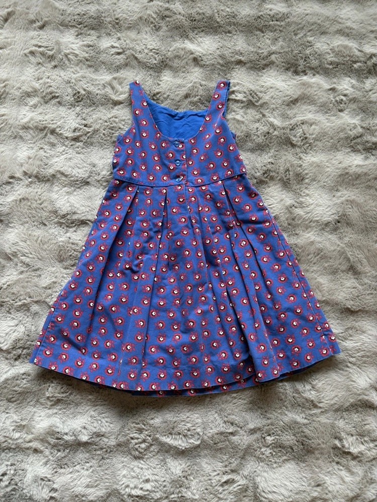 Janie and Jack Blue Floral Girls’ Button Dress Youth Size 5 Excellent Condition