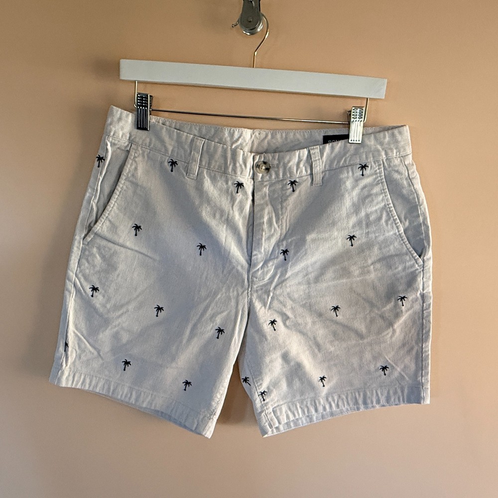 Bonobos Palm Tree All Over Print AOP Seersucker White Chino Shorts Men's 33