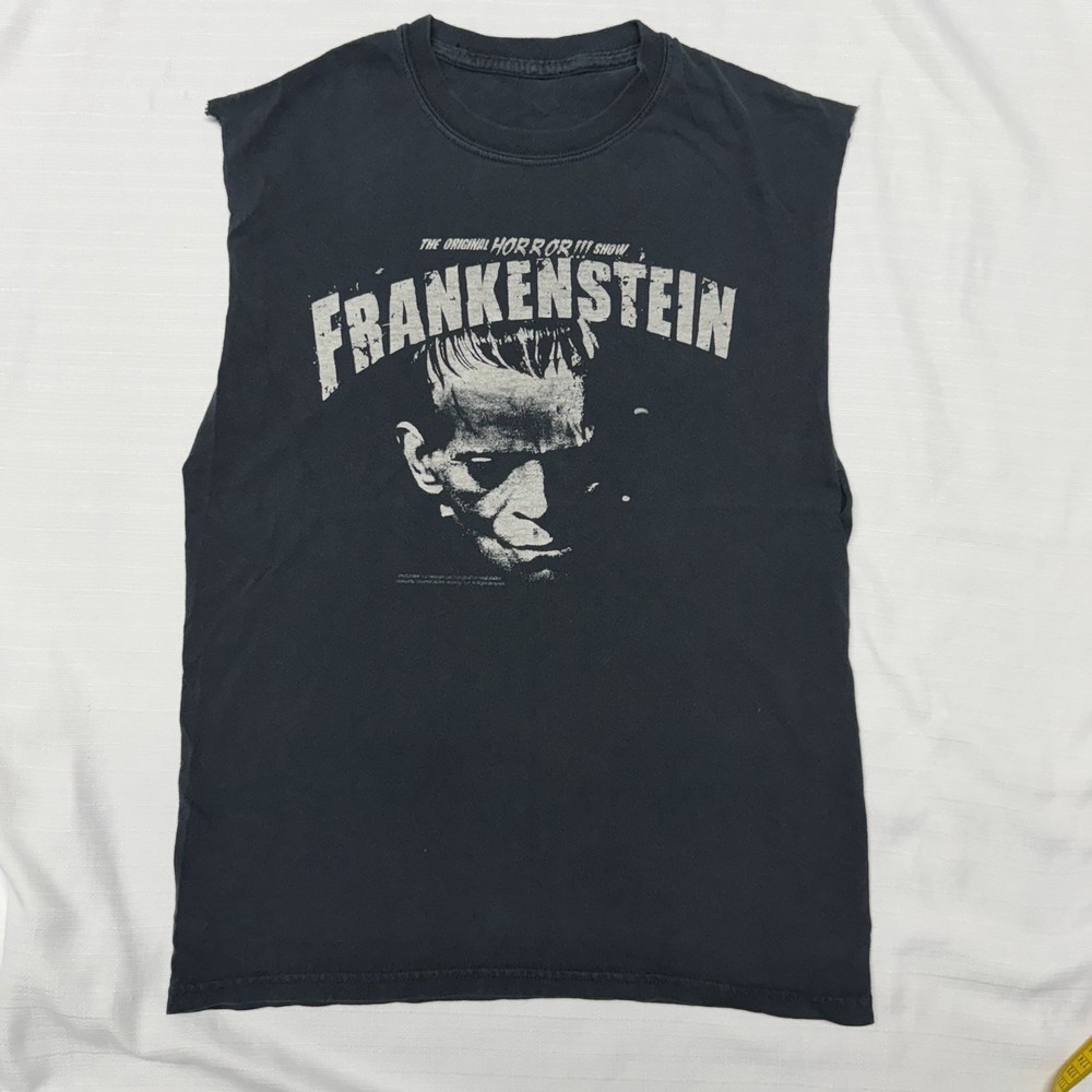 Vintage Custom Cut Off T-shirt Tee Black Frankenstein