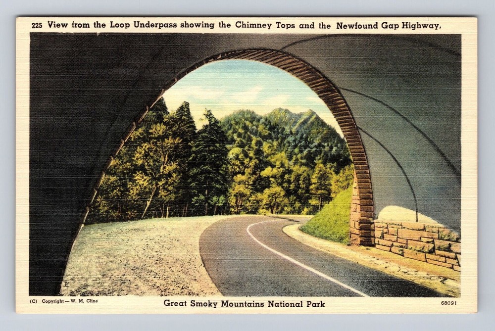 Great Smoky Mountains National Park, Loop Underpass, #225, Vintage Postcard