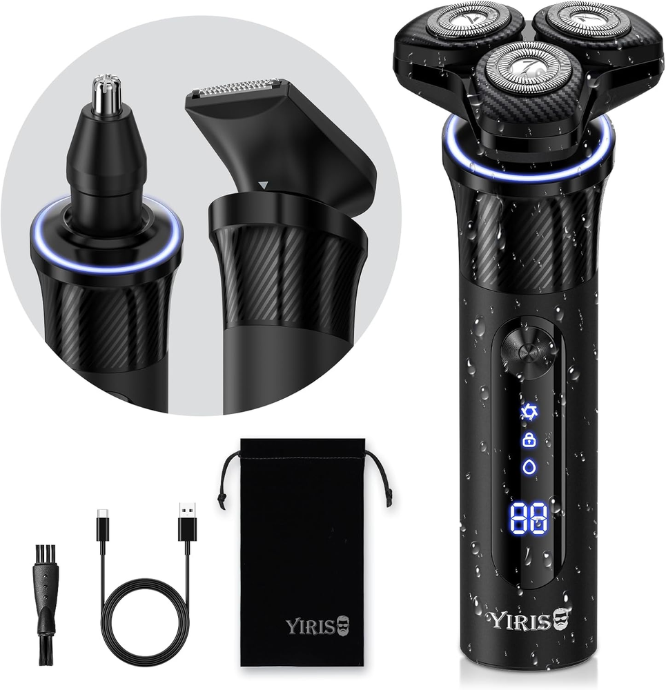 Electric Razor for Men, Cordless Rechargeable Electric Shavers, IPX7 Waterproof
