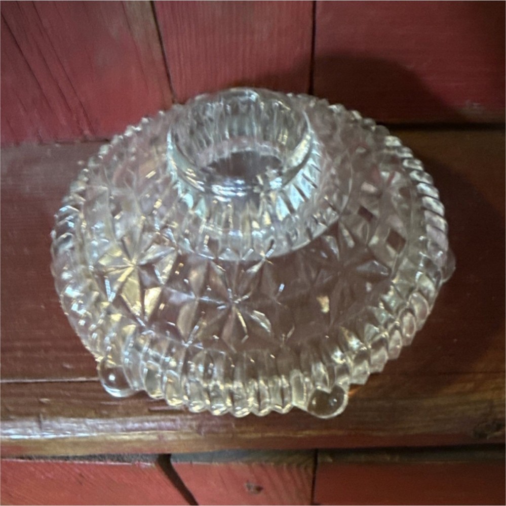 Clear Pressed Glass Decorative Candle Holder for Taper Dinner Candle