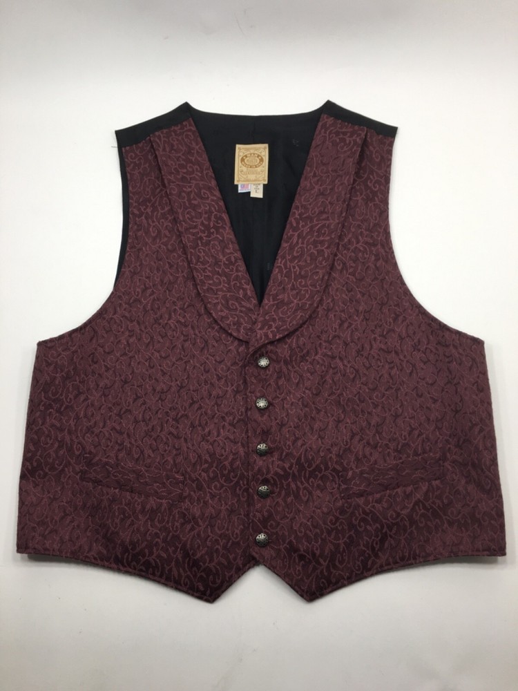 WAH Maker Western Vest Frontier Waistcoat Cowboy Button Front Made USA Men's L