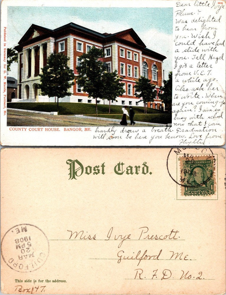 County Court House Bangor Maine ME Postcard