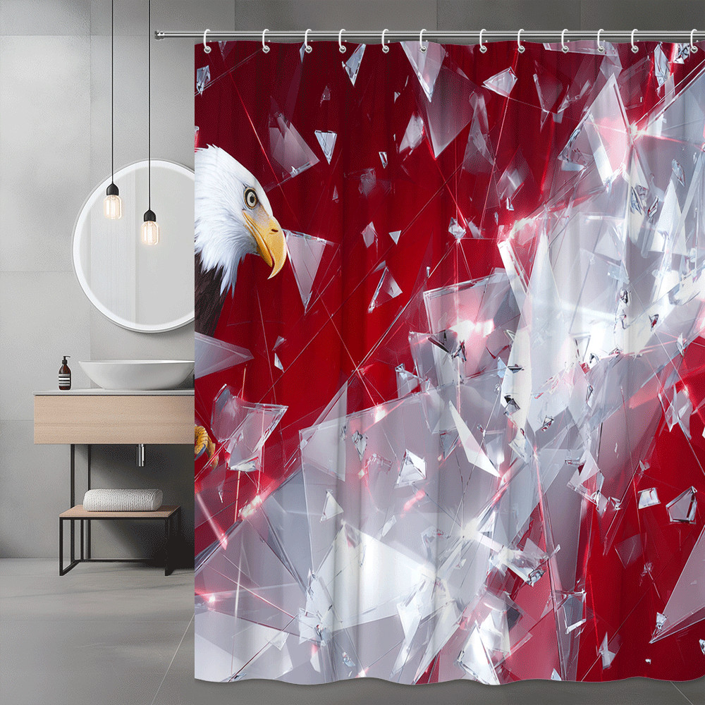 Eagle Abstract Red White Shower Curtain Graphic Print