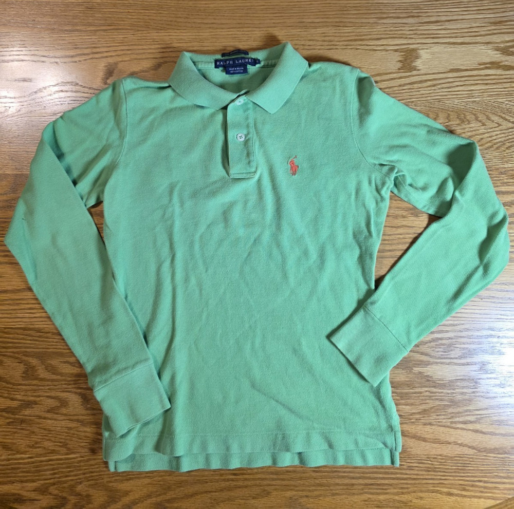 Y2K Ralph Lauren The Skinny Polo Women’s Small Green Long Sleeve Shirt