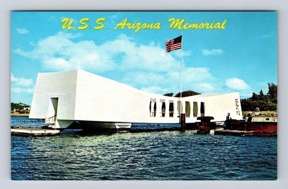 Pearl Harbor HI-Hawaii, USS Arizona Memorial, Antique, Vintage Souvenir Postcard