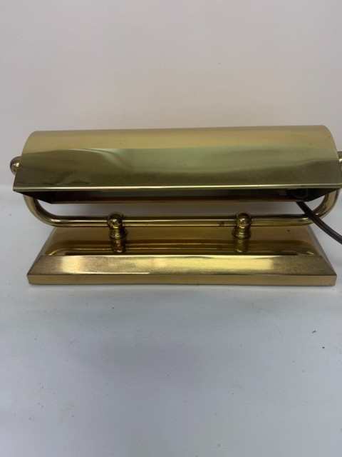 Vintage Brass Banker’s Piano Desk Lamp Art Deco Cylinder Shade Adjustable Tilt 8