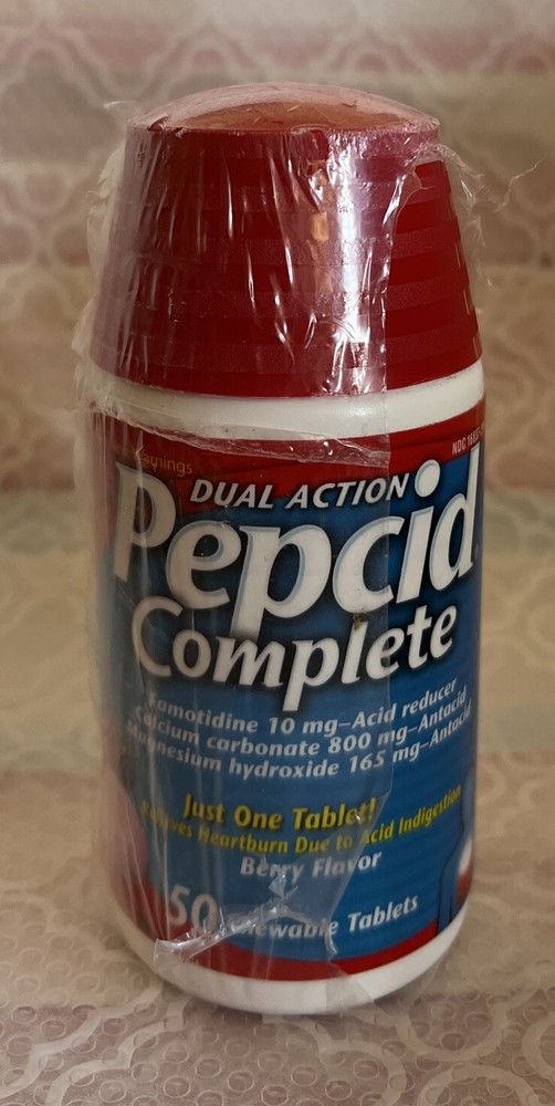 Pepcid Complete Acid Reducer Antacid 50 Berry Flavor Chewable Tablets 08/26-image