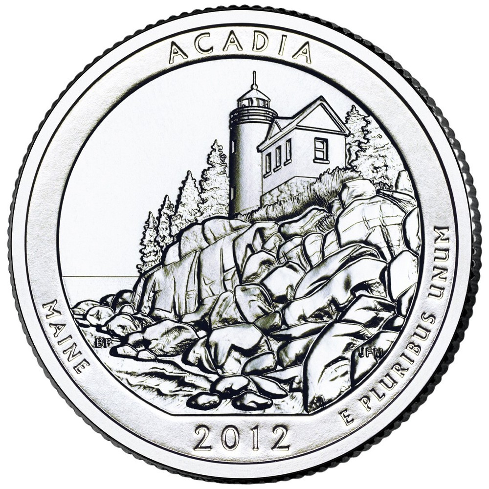 2012 P Acadia National Park Quarter. ATB Series Uncirculated From US Mint roll.-image