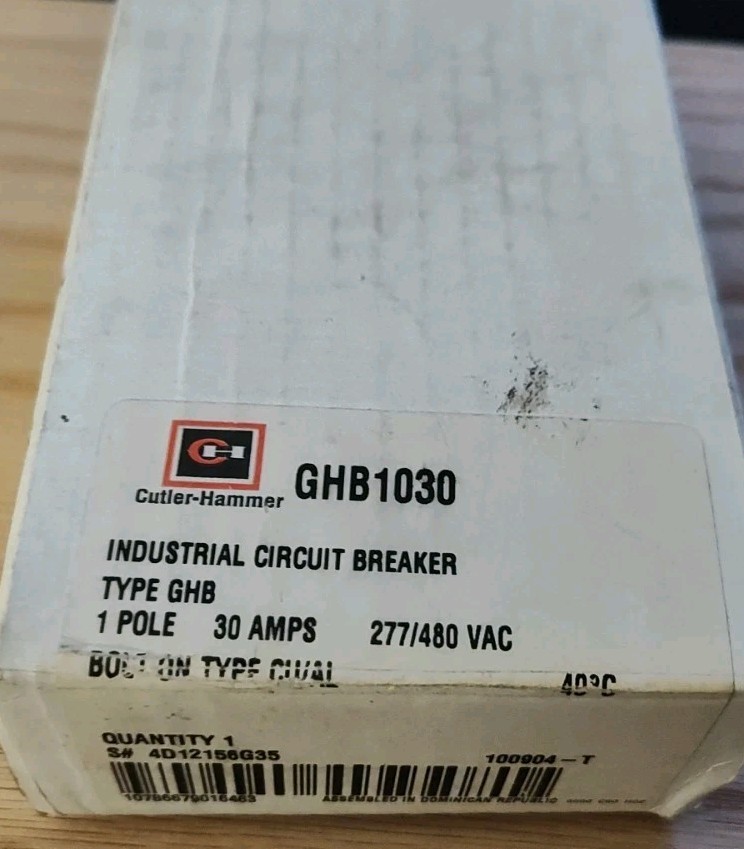 Cutler-Hammer GHB1030 1 pole 30 amps Breaker New in Box