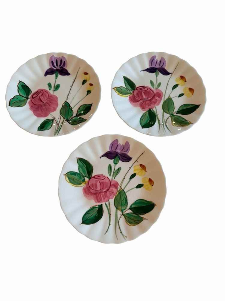 Set 3 Blue Ridge Southern Potteries June Bouquet Saucers 6.25” Floral