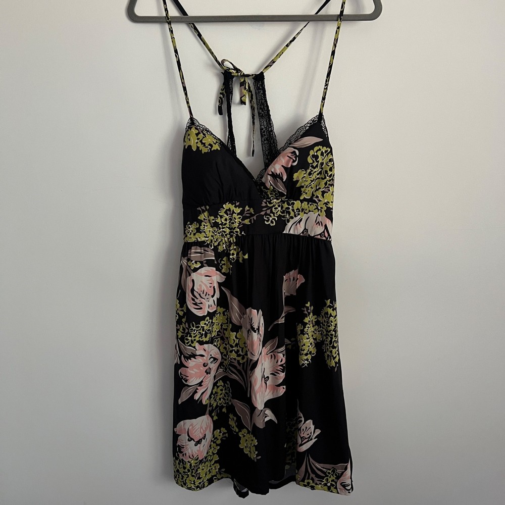 Charlotte Russe Y2K Floral Black Babydoll Dress-Women’s Size Small