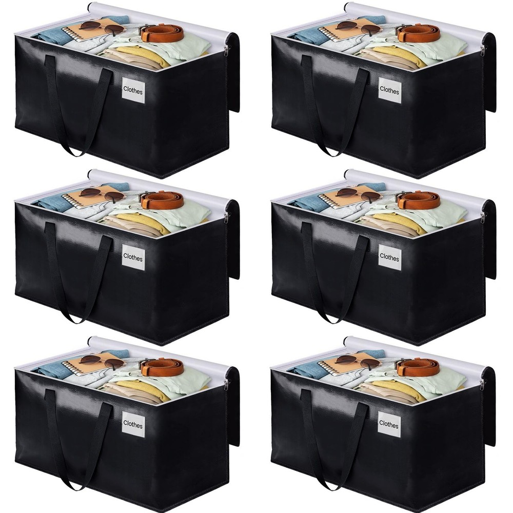 Collapsible Moving Bags - Heavy Duty Boxes with Zippers and Handles, Space Sa...