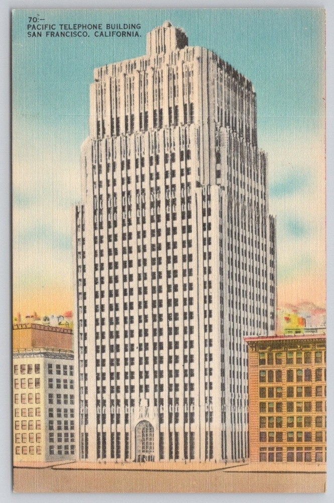 Pacific Telephone Building San Francisco CA Linen Postcard Scenic View