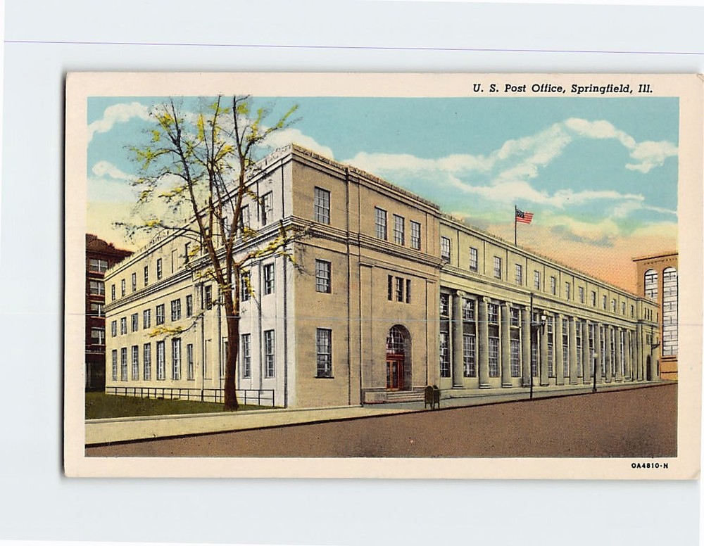Postcard US Post Office Springfield Illinois USA