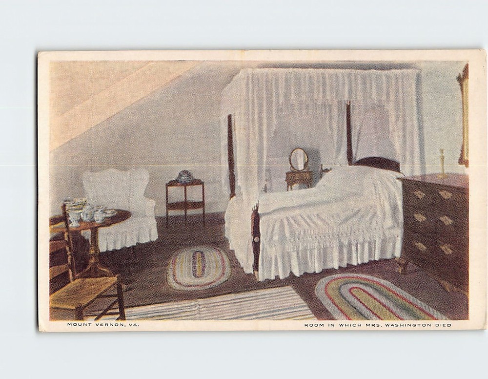 Postcard Room In Which Mrs Washington Died Mount Vernon Virginia