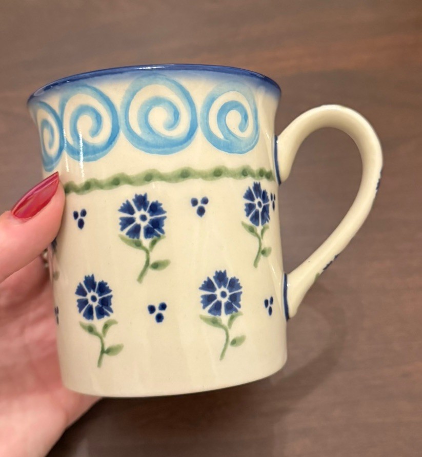Boleslawiec Polish Pottery Daisy Blue Ceramic Coffee Mug