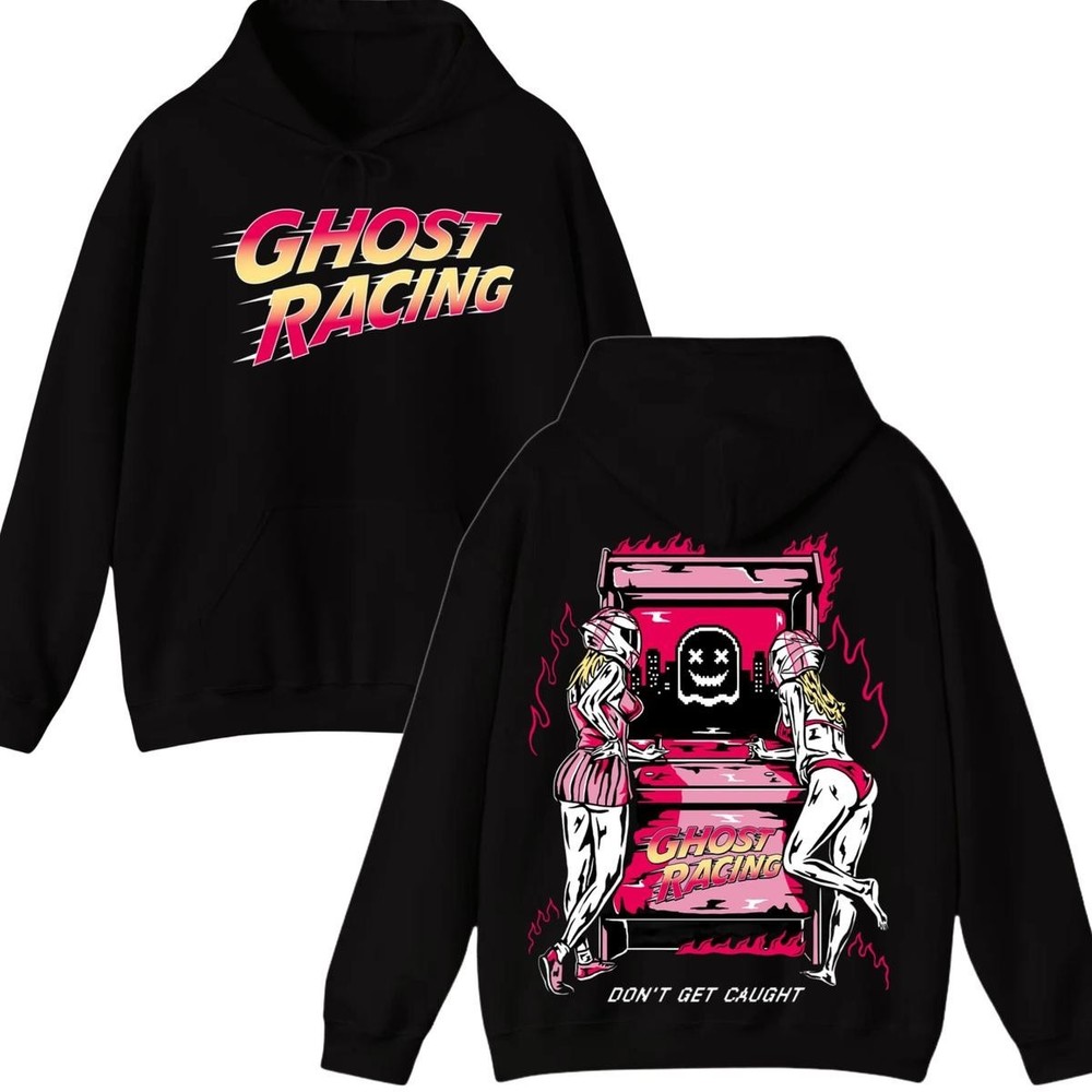 1990s Ghost Racing Arcade Hoodie Retro Game Streetwear Sweatshirt