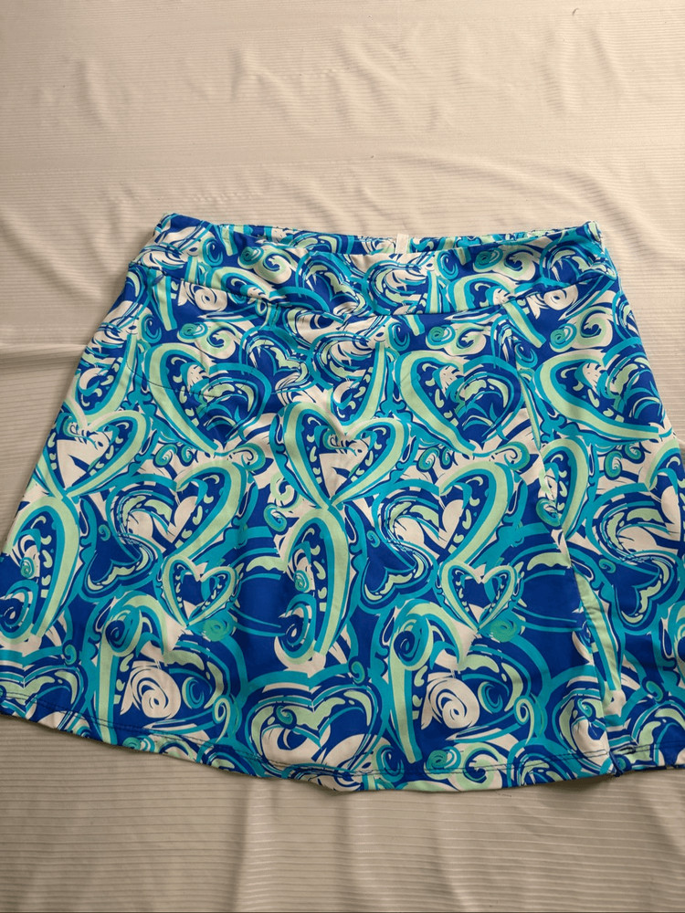 Lulu B Blue White Swirl Flounce Skirt Skort Size Large