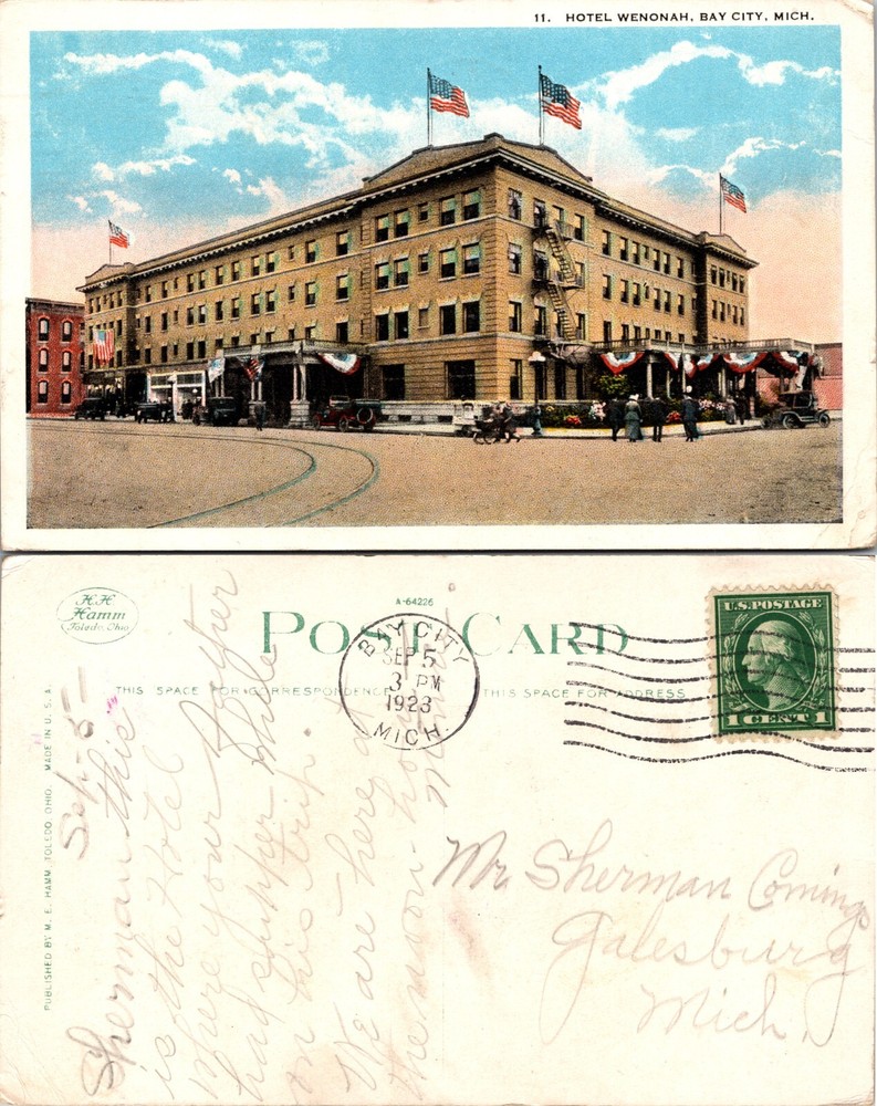 Hotel Wenonah Bay City Michigan MI Postcard
