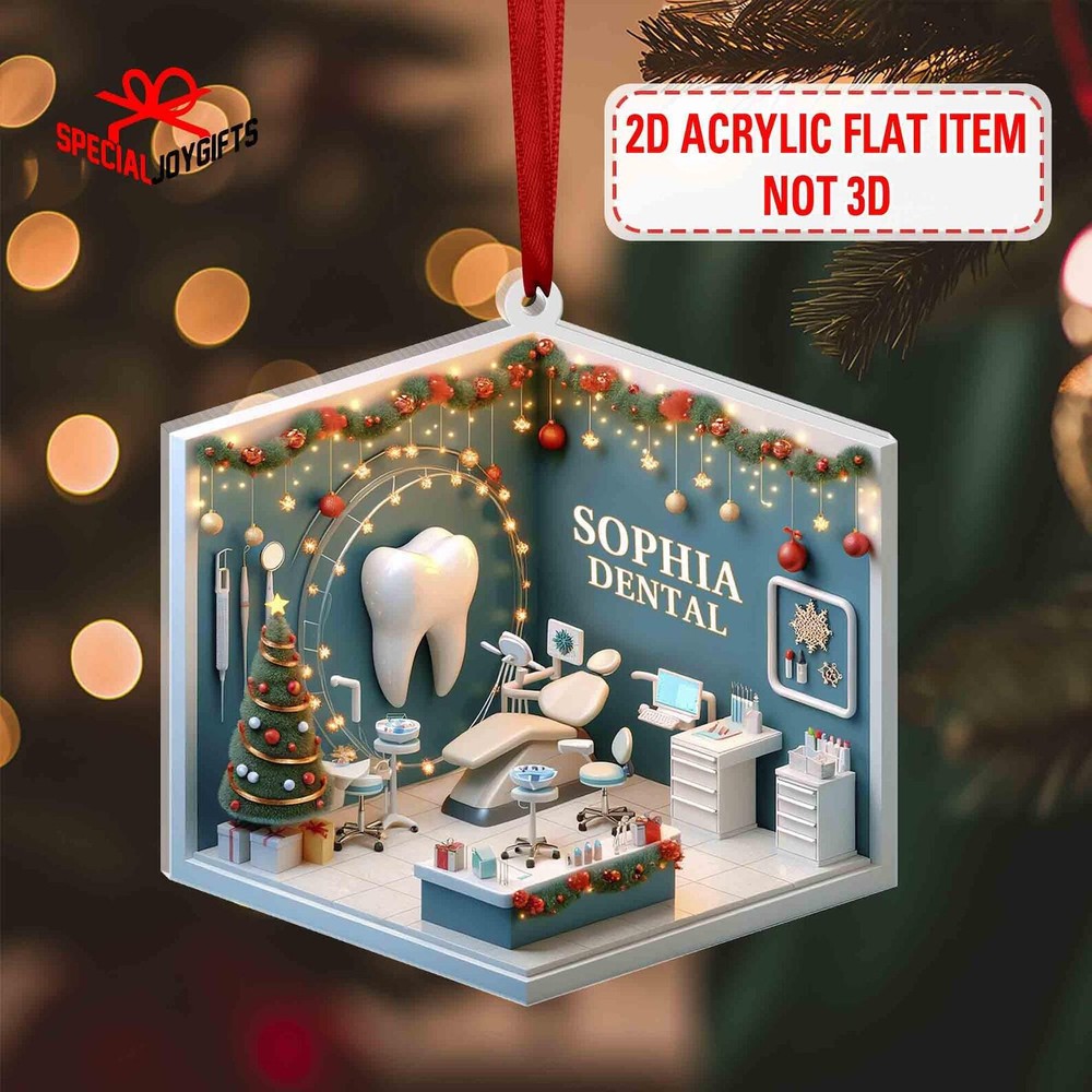 Personalized Dental 2d Flat Printed Acrylic Ornament Not 3d Dentist Christmas