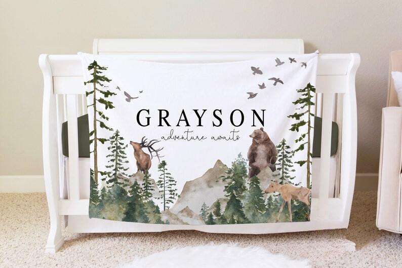 personalized Custom blanket printed animal and forest Graphic Warm Soft Bedding